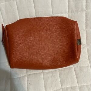 Bamford for Cathay Pacific Orange Cosmetic Bag Leather Texture Zipper Closure
